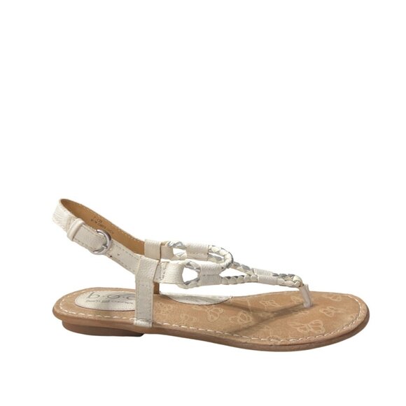 White Braided T-Strap Sandals Size 7 - Picture 2 of 8